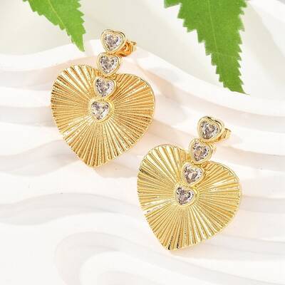 Brass Micro Pave Clear Cubic Zirconia Stud Earrings