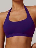 Women's Solid Backless Halter Crop Tank Top, Breathable Comfortable Sports Bra, Ladies Sportswear for Fitness, Sports, Yoga, ...