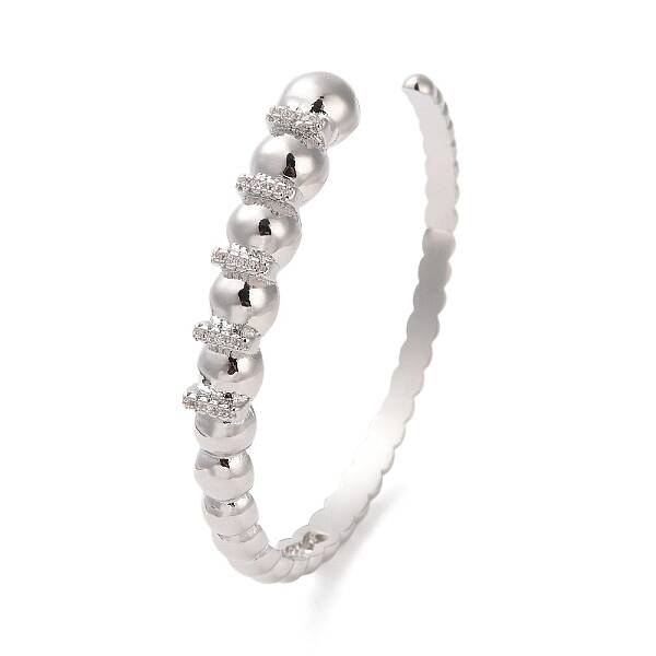 Brass Micro Pave Clear Cubic Zirconia Cuff Bangle