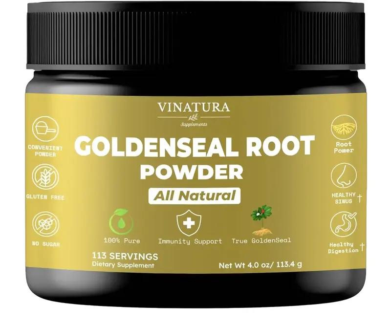 VINATURA Goldenseal Root Powder - 4 oz, 113 Servings *USA Made & Tested* Pure Natural Goldenseal Root Powder Dietary Suppleme...