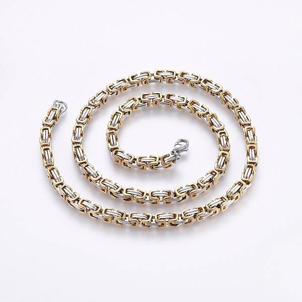 201 Stainless Steel Byzantine Chain Necklaces
