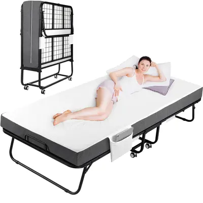Portable Folding Bed Frame with 4-inch Thick Memory Foam Mattress - 75\
