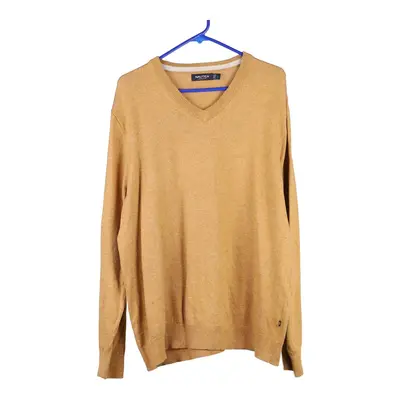 Nautica V-neck Jumper - Large Brown Cotton