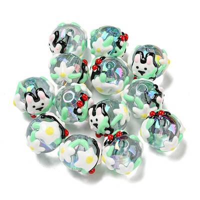 Hand Painted Acrylic with Enamel Beads