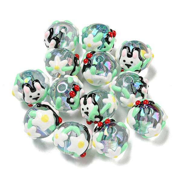 Hand Painted Acrylic with Enamel Beads
