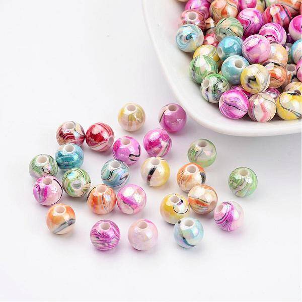 AB Color Wave Printed Acrylic Beads