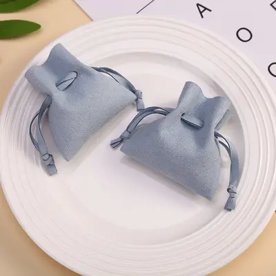 Microfiber Leather Jewelry Clamshell Bag | Color: Light Blue | format: 8X10CM | quantity: 1PC