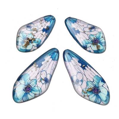 4Pcs Transparent Epoxy Resin Butterfly Wings Pendants