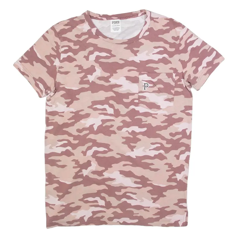 PINK Camo Womens T-Shirt Brown M
