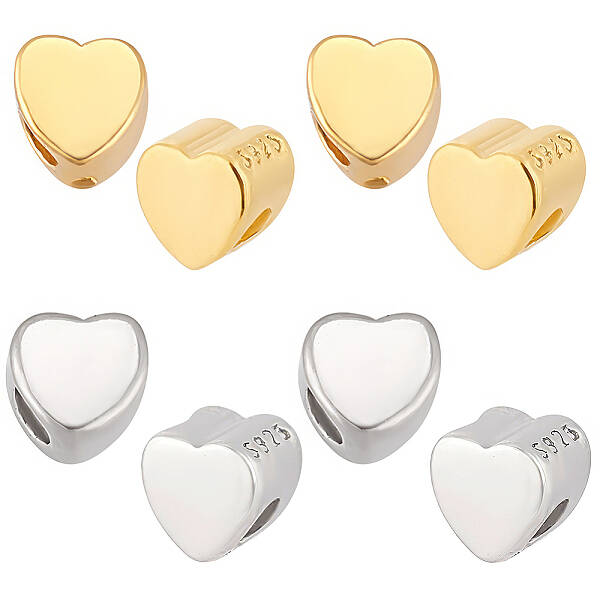 8Pcs 2 Colors 925 Sterling Silver Beads