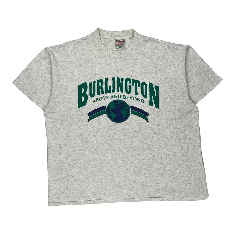 Single Stitch Oneita Graphic T-Shirt - 2XL Grey Cotton