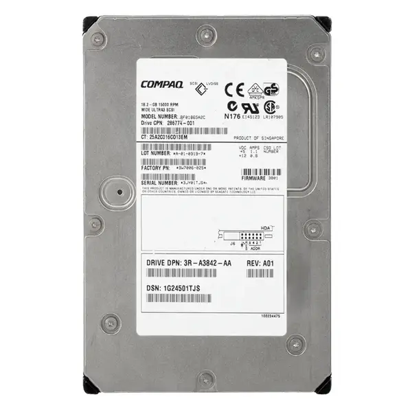 286774-001 HP 18.2GB Ultra-160 SCSI 15000 3.5-inch Hard Drive