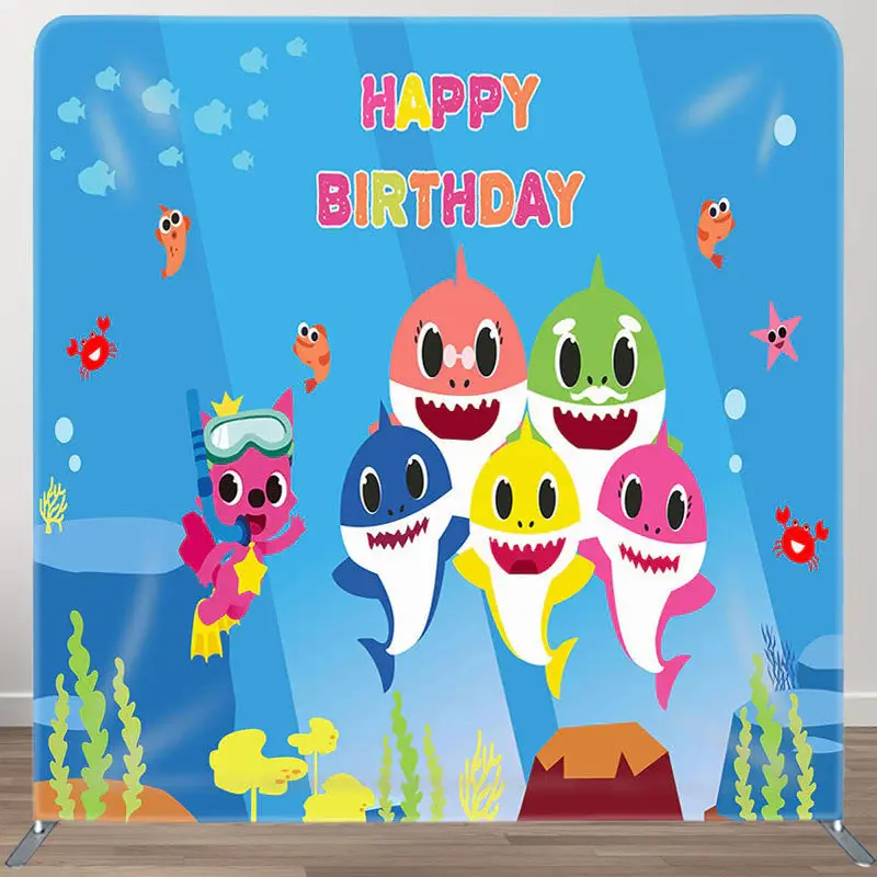 Aperturee Shark Family Sea World Fabric Backdrop Cover for Birthday - Aperturee