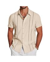 Father's Day Gift,COOFANDY B Men's Cuban Guayabera Shirt Short Sleeve Button Down Shirts Casual Summer Beach Linen Shirts Men...