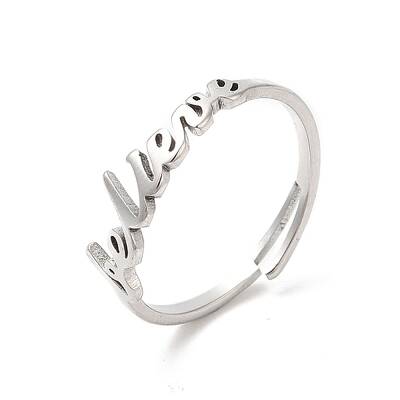 Non-Tarnish 304 Stainless Steel Word Adjustable Ring