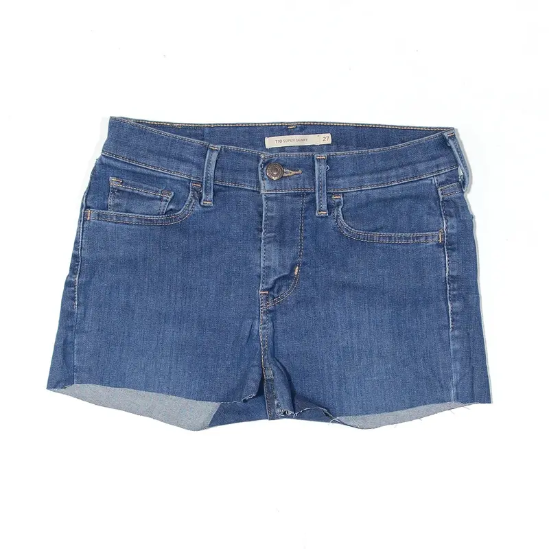 LEVI'S Cut Off Skinny Blue Slim Denim Shorts Womens XS W27
