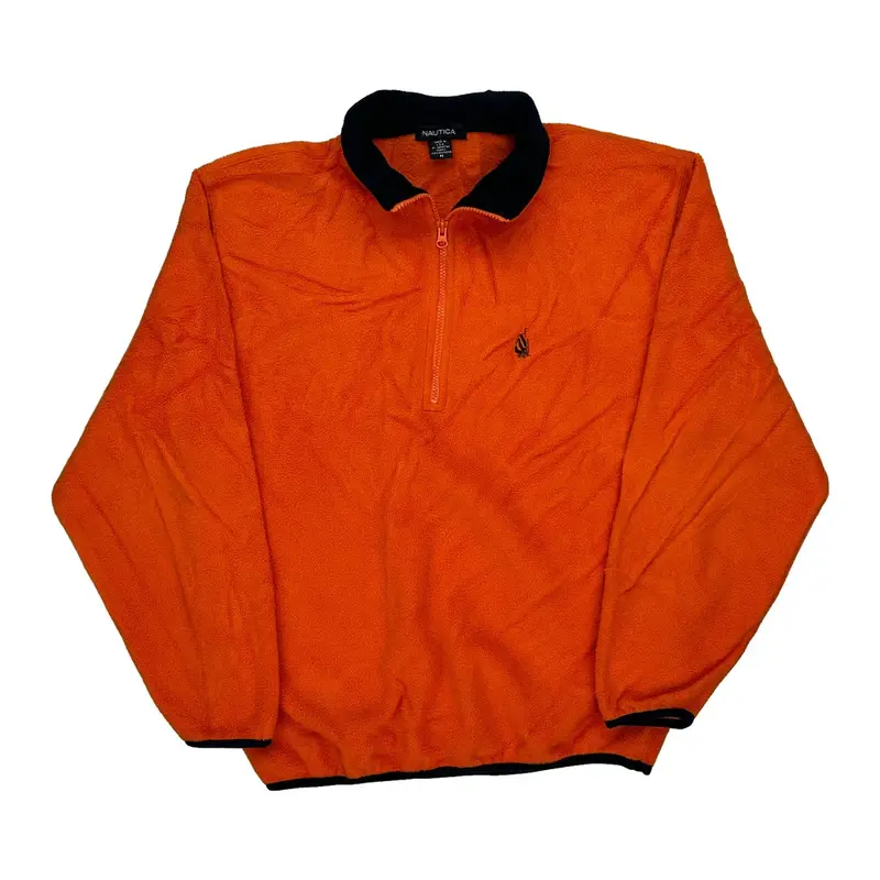Made In Usa Nautica Fleece Jacket - Medium Orange Polyester