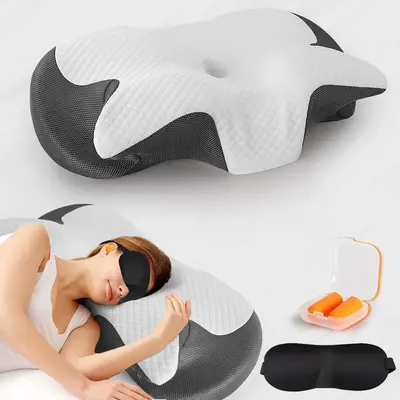 Butterfly Shaped Memory Foam Pillow with Eye Mask & Random Color Earplugs, 1 Set Comfortable Pillow with Pillowcase, Christma...