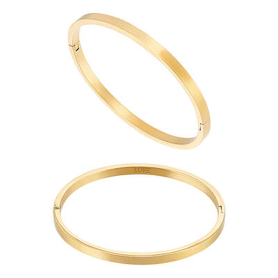 2Pcs 304 Stainless Steel Plain Bangles