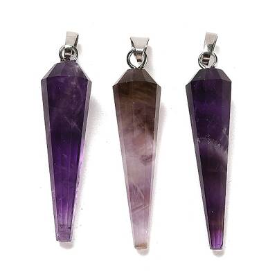 Natural Amethyst Pointed Pendants