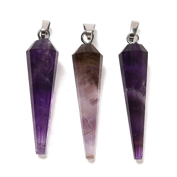 Natural Amethyst Pointed Pendants