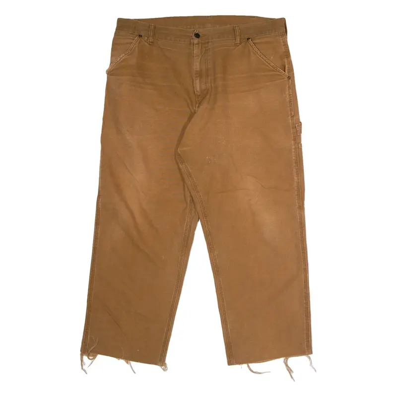 CARHARTT WIP Single Knee Carpenter Mens Canvas Trousers Brown Straight W38 L26