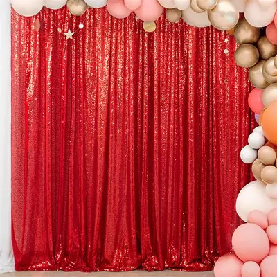 Red Shimmer Sequin Wall Fabric Backdrop For Photography - Aperturee