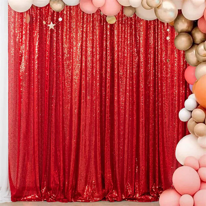 Red Shimmer Sequin Wall Fabric Backdrop For Photography - Aperturee