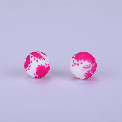 Printed Round Silicone Focal Beads