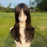 SMILCO/26 INCH Medium-section Micro-curly Tea Black Layer Synthetic Wig [SM8015]