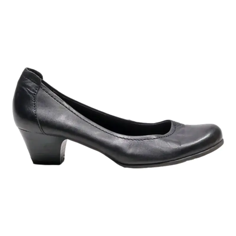 TAMARIS Court Heels Black Leather Womens UK 4