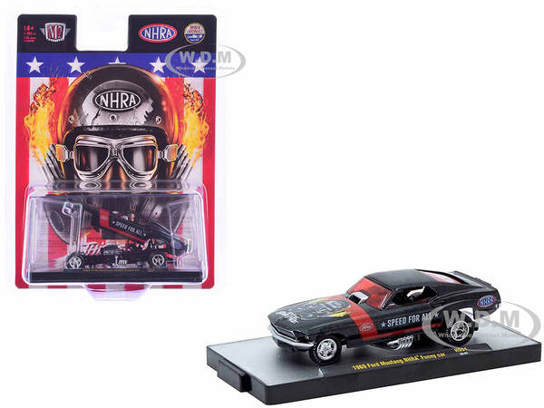 1969 Ford Mustang NHRA Funny Car Black Metallic with Red Stripes and Graphics Limited Edition to 3762 pieces Worldwide 1/64 D...