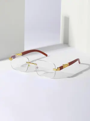 1 Pair Simple Ombre Lens Sunglasses For Everyday Use, Summer Square Shaped Fashion Rimless Sunglasses, Travel Accessories