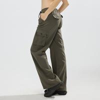 JOJOANS Women's Straight Leg Pants Minimalist Plain Multi-pocket Button ,  Casual Comfort High Waist Zipper Cargo Pants,  Wom...