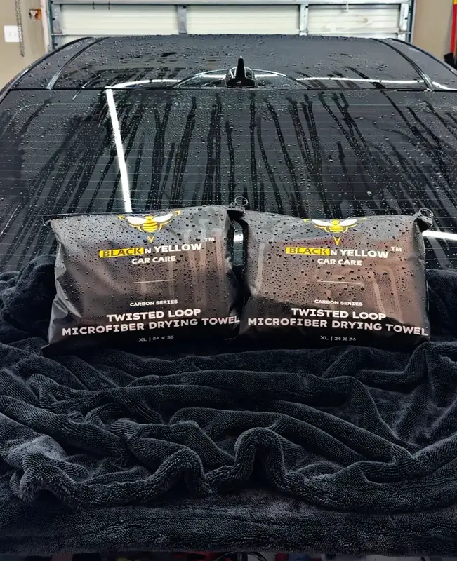 Black N Yellow Carbon Series Microfiber Drying Towel