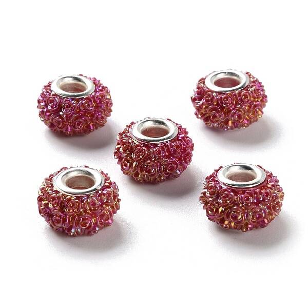 AB Color Resin Rose Flower European Beads