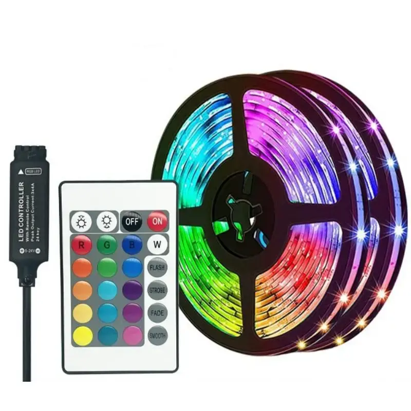 LED Light Strips, 1 Count RGB Color Changing LED Light Strips with 24-Key Remote Control, Music Sync LED Ambient Lights, Room...