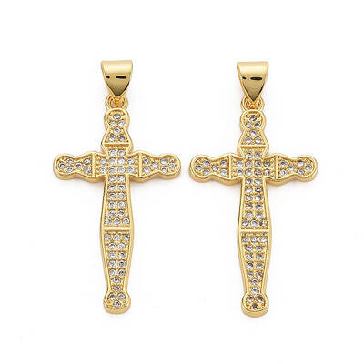 Brass Micro Pave Clear Cubic Zirconia Pendants