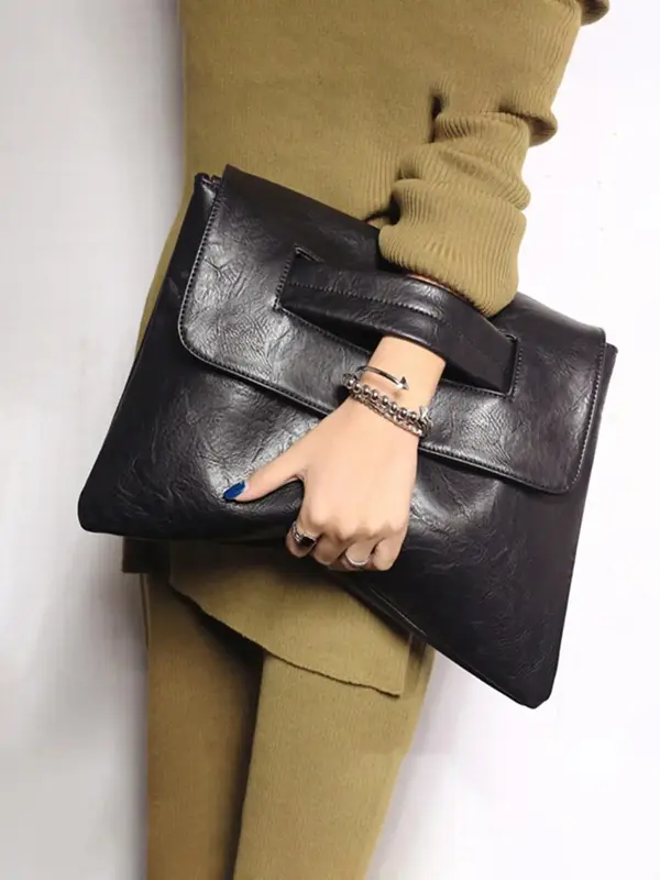 Women's 2025 Vintage Solid Matching Pu Leather Clutch Bag, Large Capacity Wristlet  Clutch  Handbags for Work, Ladies Purse D...