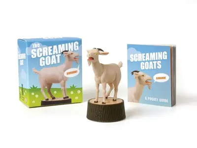 Lauren Emily Whalen The Screaming Goat Ahhhhhh Book & Figure Set - 3 Inch Mini Goat on Tree Stump Base with Pocket Guide - Pe...