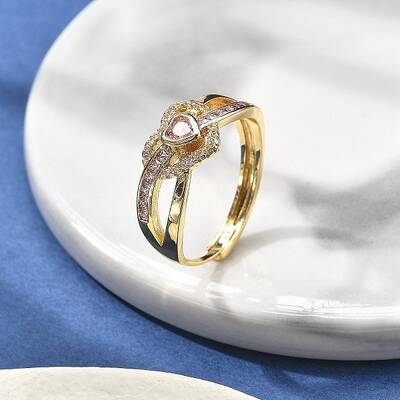 Brass Micro Pave Cubic Zirconia Adjustable Finger Rings for Women