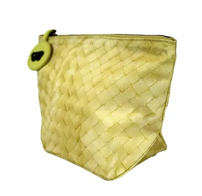 Pre-owned Bottega Veneta Nylon Cosmetic Bag Intrecciolusion Yellow