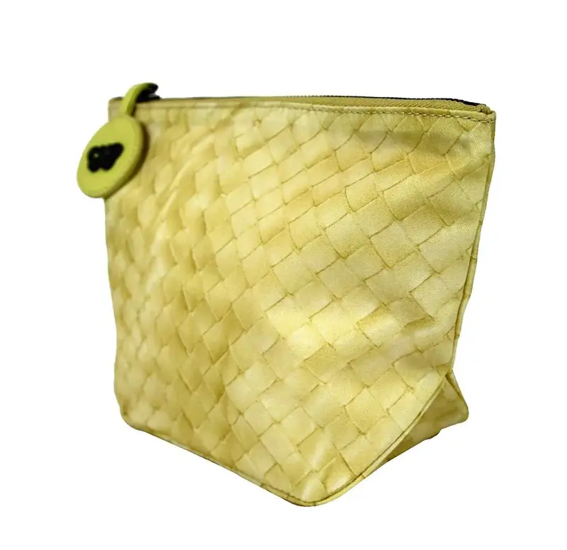 Pre-owned Bottega Veneta Nylon Cosmetic Bag Intrecciolusion Yellow