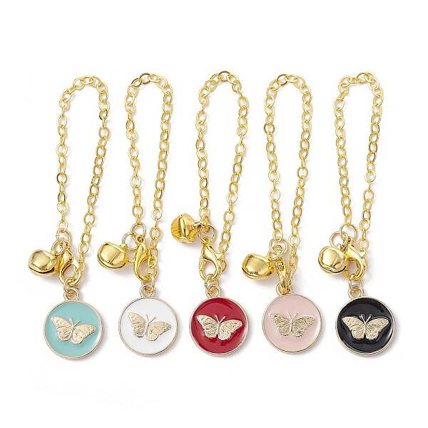 Flat Round with Butterfly Alloy Enamel Pendant Decorations
