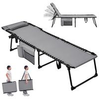 Yaheetech Outdoor Folding Tanning Chair, 5-Position Adjustable Chaise Lounge Chairs for Patio, Beach, Lawn, Portable Tanning ...
