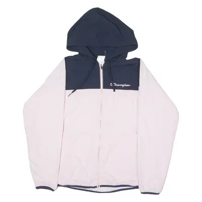 CHAMPION Womens Windbreaker Jacket Pink Hooded Colourblock M