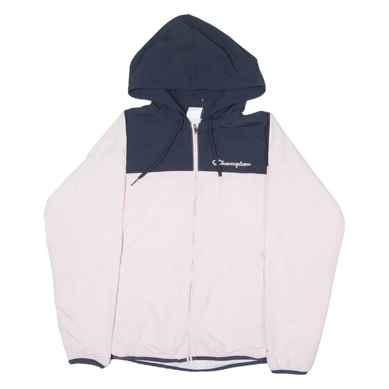 CHAMPION Womens Windbreaker Jacket Pink Hooded Colourblock M