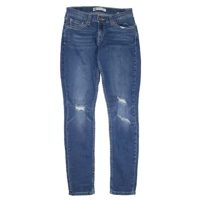 LEVI'S 524 Superlow Distressed Jeans Blue Denim Slim Skinny Womens W27 L32