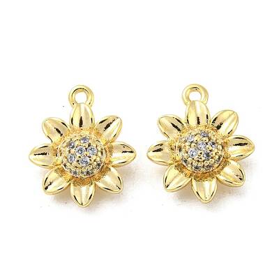 Brass Micro Pave Clear Cubic Zirconia Charms