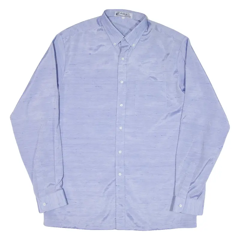 BARON'S FASHION Mens Plain Shirt Blue Long Sleeve XL